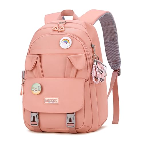 Image of PALAY School Backpack for Girls Kawaii Bunny Ear Pink 15.6 Inches Laptop Backpack Fashion Nylon Casual Travel Backpack Multi Compartment Book Bag Chirstmas Birthday Gift for Girls, 32x20x43cm