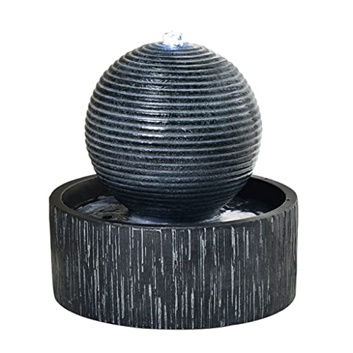 DANNMPX Fuente Mesa Fuente de Mesa Interior Agua Ondulada en Forma Bola con iluminación meditación silenciosa Decorativa Interior
