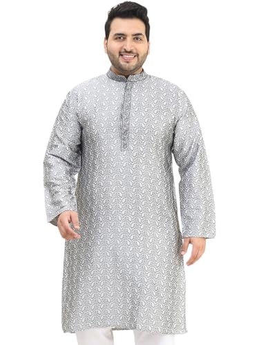Image of SOJANYA Plus(Since 1958), Men's Silk Blend Self Design ONLY Long Kurta
