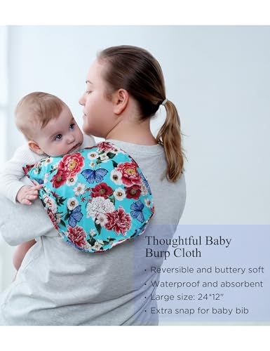 3 Pack Baby Bamboo Viscose Burp Cloth Set Waterproof Reversible Soft Absorbent Burping Rags with Snaps, Hello Teddy2