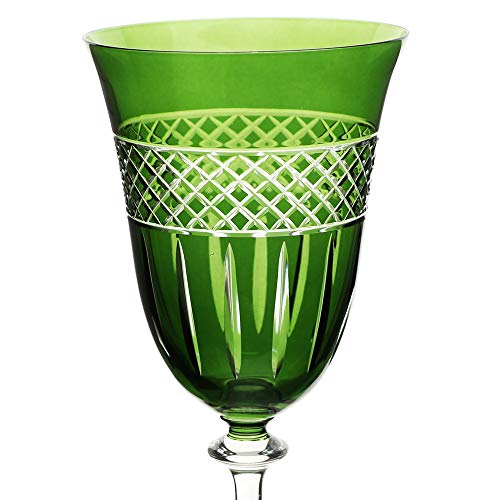 Taça para vinho tinto Angela lapidada em cristal ecológico 250ml A21cm verde