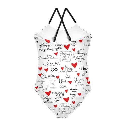 susiyo Girls One Piece Swimsuits Love Lettering Doodle Bathing Suit Quick Dry Beach Swimwear for Toddler Girl 3-10T2
