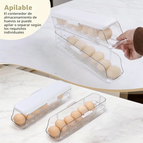 PAVSTINE Organizador de Huevos para Nevera Desmontable, 2 Pisos con Tapa - Imagen 5