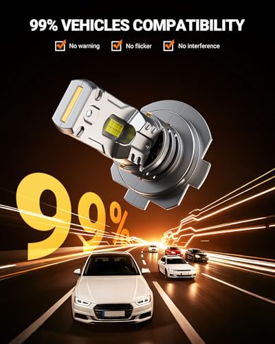 Image of SEALIGHT H7 LED Light Bulb, 6500K Output Canbus Ready, 900% Brighter H7 Bulbs For Powersports IP68 80000Hrs Lifespan, 1:1 Size 3Mins Installation, 2 Pack
