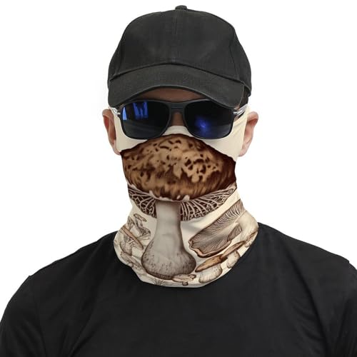 Neck Gaiter Vintage Mushrooms Face Mask for Travel Face Cover Scarf for Men Women Elastic Headbands Wind-proof Bandana for Skiing Fishing Hiking Cycling3