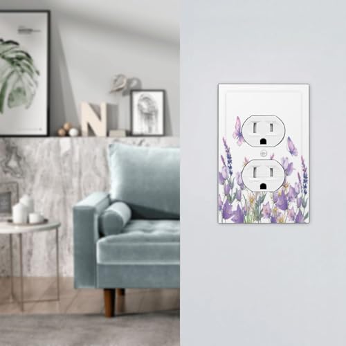 Naiqadnehz Outlet Covers Watercolor Purple Floral Butterfly 1 Gang Duplex Light Switch Cover Plate Decorative Switch Plate Covers Electrical Socket Cover for Bedroom Home Decor by Naiqadnehz - Image 7