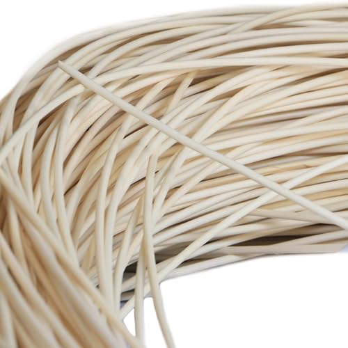 Tuyau Tressé Canne Kit de Réparation, 1 Rouleau Moelle de Rotin Cannage Naturelle pour Vannerie, 250g Ronde Rouleau de Osier Rotin à Tresser pour Meubles de Jardin, Projets de Bricolage(2.5mm x 40m)