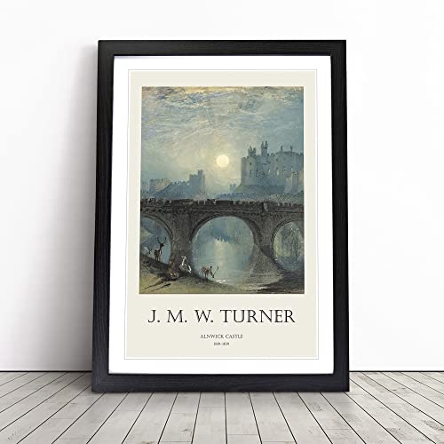 Alnwick Castle by Joseph-Mallord William Turner | Framed Wall Art Print | Modern Home Decor Picture | Ready to Hang Artwork for Living Room, Bedroom, Kitchen or Office | Multiple Sizes