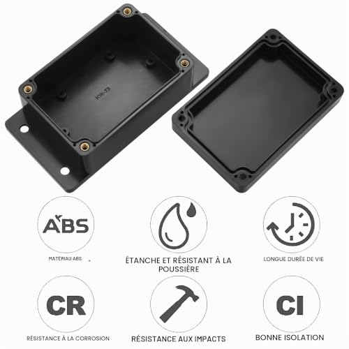 2 Pièces Boîtes de Jonction Etanche IP65, Boite de Derivation avec Oreille Fixe, Boîtier de Projet Electrique Etanche Exterieur, Boîte de Connexion de Câbe Plastique pour Composant Électronique – vue 6