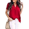 Allimy-Women-Summer-Casual-Split-V-Neckline-Chiffon-Blouses-Loose-Tunic-Short-Sleeve-Tops Allimy Women Summer Casual Short Sleeve V Neck Chiffon Blouses Fashion 2023 Tops Large Red