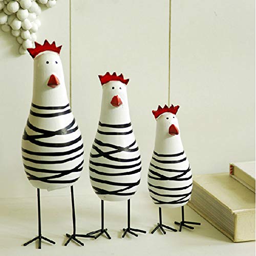 Figurines en bois poulet (lot de 3) pour la décoration de table rustique