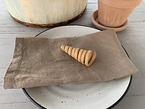 Hemstitched Linen Napkins – 20 Inch X 20 Inch – Stonewashed Pure Linen Cloth Dinner Napkins With Mitered Corners - 100% French Flax – Machine Washable - Set Of 4 (Natural Rustic Taupe) #TOP5