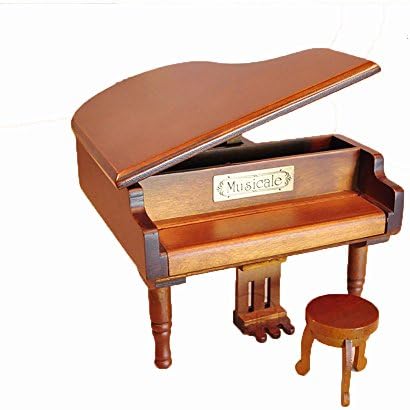 Antique Vintage Wind up Wooden Music Box Piano Play Lilium of Elfen Lied, Different Color Available (Original wooden color)