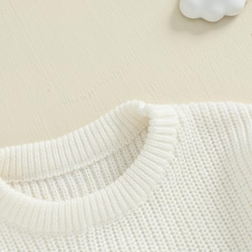 L&ieserram Baby Jungen Mädchen 1. Geburtstag Outfit Gestrickt Pullover Jumper Langarm Strickpullover Pulli Erster Geburtstag Kleidung Knitted Sweater 1 Jahr Deko (Weiß, 12-18 Monate)