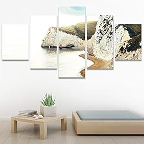 SIGNWIN 5 Panel Canvas Wall Art Beach Blue...