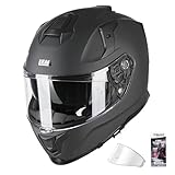 LEM Motorcycle Helmets Full Face for Men, Motorcycle Helmet for Adults, DOT Certified, PINLOCK & DVS Dual Vision, Motorcycle Street Bike Helmet, Bluetooth Speaker Pockets (Matte Black Large) VZN FP09