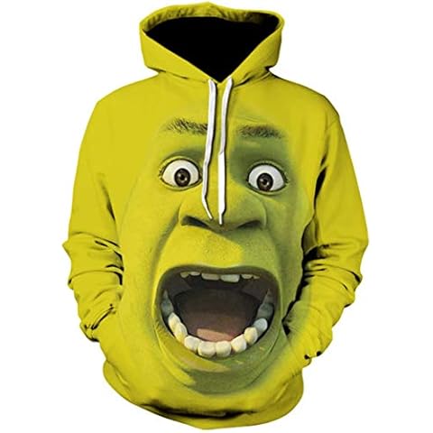 EUDOLAH Men's Hoodie animal pattern with 3d print design Halloween costume Christmas hoodie long sleeve(XL,shrek) Cover