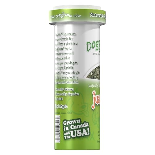 Image of Doggijuana Juananip Refill Bottle for Dogs | Natural Calming Catnip | Organic ground calming catnip for dogs; natural aid for anxiety, storms & travel; grown in USA, refill for toys & beds