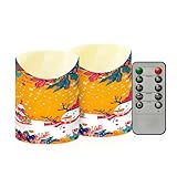 sanluoli Pillar - Juego de 2 velas sin llama con temporizador para mesa de comedor S, muñeco de nieve navideño
