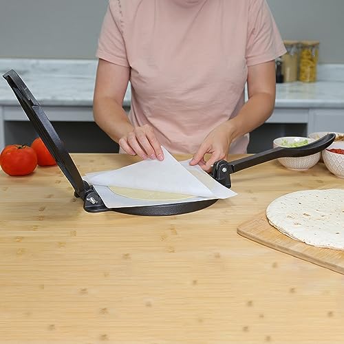 7Penn Cast Iron Tortilla Press 10in - Corn Tortilla Press Roti Maker Flour Tortillas Presser with 100 Cooking Sheets - Thumbnail 5