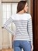 Allegra K Women's Striped Top Long Sleeve Round Neck Tops Trendy Casual Striped Shirts Medium Dark Blue