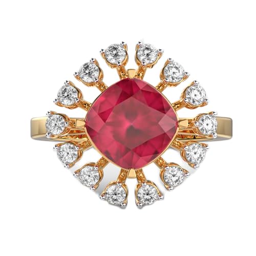 Bague en argent avec pierre rouge coussin, le cadeau de luxe idéal pour elle