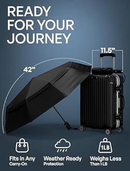 Repel Umbrella Winddichte reisparaplu, compact, licht, automatisch, sterk en draagbaar, winddicht, kleine opvouwbare paraplu voor regen, heren en dames, geel, één maat, modern