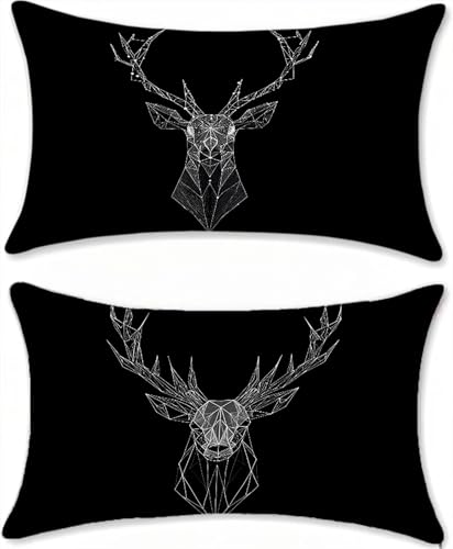 Housse de coussin extérieur imperméable noir de qualité supérieure 60x90cm géométrie