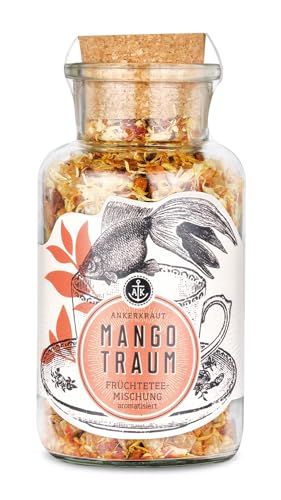 Ankerkraut Mangotraum Früchtetee loser Früchtetee für ca. 8 Liter Tee mit Mango Ananas und Orange 185 g im Korkenglas