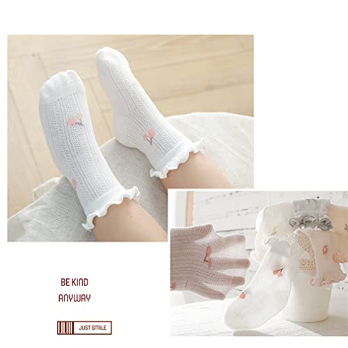 Newborn Baby Girl Socks Princess Ruffles Infant Toddler Dress Socks Pointelle Eyelet Booties Thin Mesh Socks 5 Pairs4