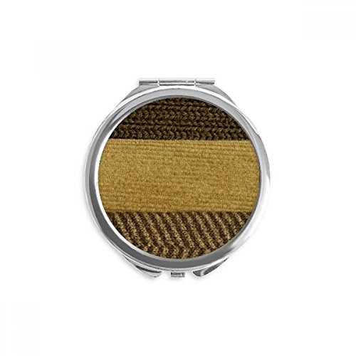 Miroir de maquillage en tissu lin brun pour sac à main et voyage