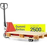 Pallit Hubwagen 2500 kg aus Stahl 1150 mm Gabellänge Gummirollen Gabelhubwagen Handhubwagen Palettenwagen Rot Five-R