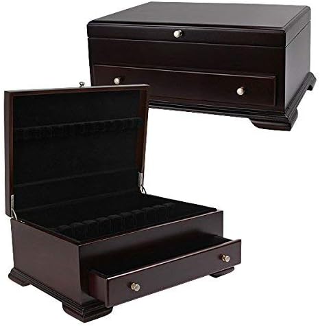 Wallace Dark Walnut Single Drawer Footed Flatware Storage Chest