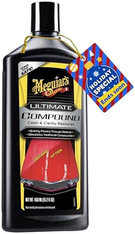 Meguiar’s Ultimate Compound, Pro-Grade Car Scratch Remover for Paint Correction, Removes Swirls and Defects While Restoring Gloss and Shine, Christmas Gifts for Car Guys, 15.2 Oz