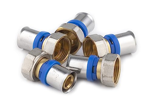 Raccord Multicouche à Sertir Multi profils TH-H-U diamètre Ø20 mm - à visser Femelle tournant 20x27 (3/4) sachet de 5 raccords - Norme NF 545 pour réseau d'eau potable et chauffage NOYON & THIEBAULT