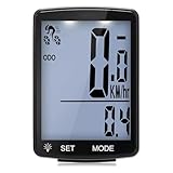 ULTECHNOVO Kabelloser Fahrradcomputer mit Großem LCD Display Multifunktionaler Fahrrad Tachometer mit Geschwindigkeits Kilometeranzeige Wetterfester Kompakter Fahrrad kilometerzähler für