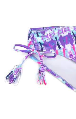 Image of SHEKINI Girls Tie Side Sports Tassel Bikini Set Printing Two-Piece Swimsuit
