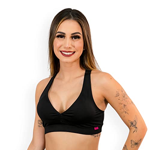 Top Fitness Feminino Costas Nadador Com Bojo Removível Cor:Preto;Tamanho:G