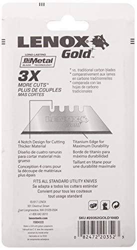 LENOX GOLD Titanium Coated Utility Knife Blades (100 Pack) - Thumbnail 3