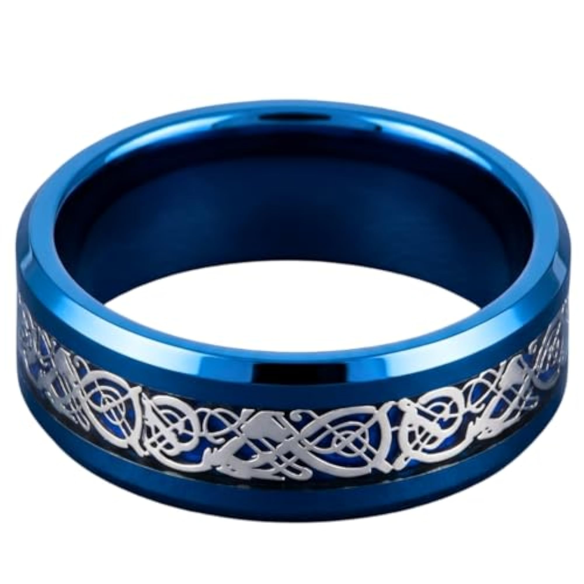Draconic Blue Titanium Steel Ring for Boys