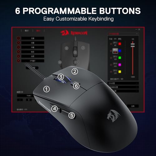 Image of Redragon M618 Wired Gaming Mouse, 10000 DPI Optical Ergonomic Mouse with 6 Programmable Buttons, 84G Ultra Lightweight, Software Supports DIY Keybinds, Black