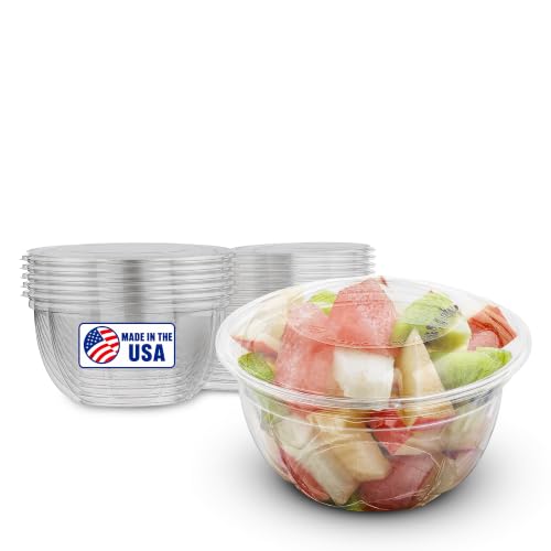 MT Products Plastic Acai Fruit Bowl 16 oz. - Disposable Salad Bowl with Lids (Pack of 5) - Made in the USA