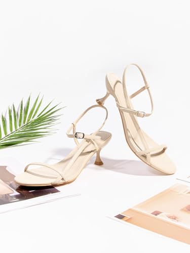 Image of Coutgo Womens Strappy Heeled Sandals Kitten Low Heel Open Toe Ankle Strap Party Wedding Dress Shoes