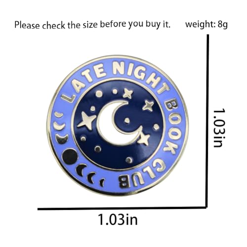 Image of Enamel Pin,Late Night Book Club Lapel Pin,Purple Button Badge Gift For Readers Late - Night Person Friends Teens Family,DIY Decor,Denim Jacket Canvas Bag Backpack Shirt Collar Accessory
