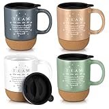 Didaey Team Appreciation Gifts for Employees Teacher Thank You Cup Bulk Motivational Coffee Mugs with Cork Bottom Team Gift for Staff Nurse Mothers Day Coworker Volunteer(Morandi,4 Pcs)