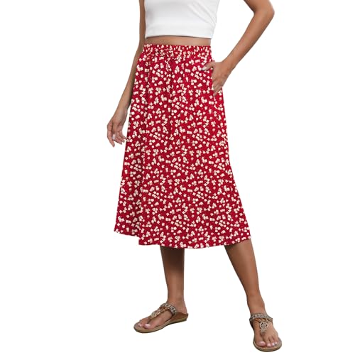 Image of Witsmile Flowy Skirt Elastic High Waist A-Line Skirt with Pockets Bohemia Cover-up for Women 2026 Trendy(S-2XL)