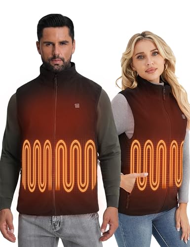SOLJIKYE Beheizbare Weste (Mit Powerbank), Polarfleece Heizweste Herren Damen, Weiche...