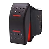 KEING Momentary Waterproof Rocker Switch Toggle - ON/Off/ON Red LED Light - 12V 20Amp 24V 10Amp, 7 P