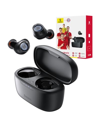 Baseus Bowie MA10 - Auriculares Bluetooth inalámbricos con cancelación de ruido activa híbrida de -48 dB, tiempo de reproducción de 140 horas, resistente al agua IPX6, 4 micrófonos ENC, 0.038 s de