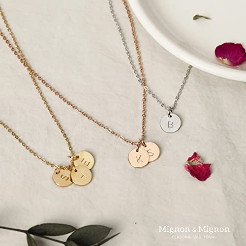 MignonandMignon Custom Tiny Coin Initial Necklace, Personalized Dainty Jewelry for Women, Handmade Gift for Her, Birthday Gifts for Women – TCN2